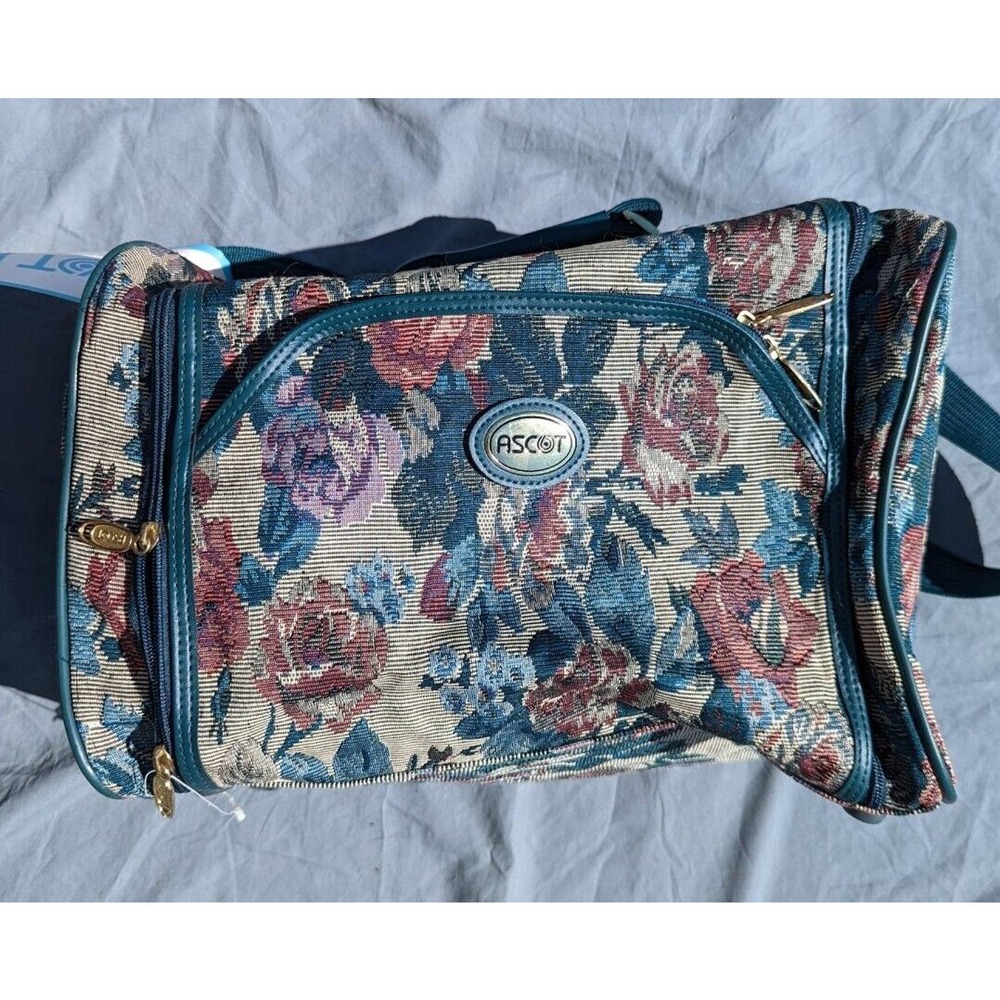 Ascot Travel Carry-on Floral Canvas Bag Luggage Vintage- Unused- Shoulder Strap